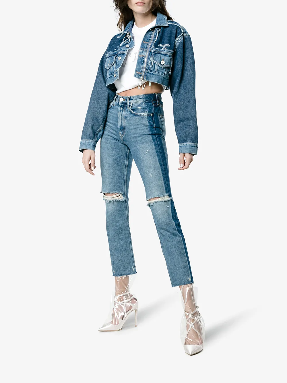 Women Off-White C/O Jimmy Choo Claire 100 Satin Pumps 2 Women Off-White C/O Jimmy Choo Claire 100 Satin Pumps - Image 2