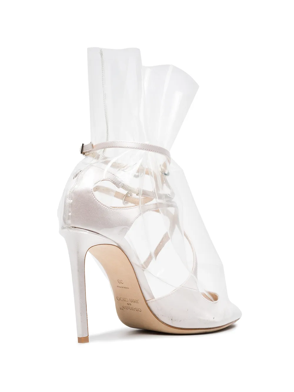 Women Off-White C/O Jimmy Choo Claire 100 Satin Pumps 4 Women Off-White C/O Jimmy Choo Claire 100 Satin Pumps - Image 4