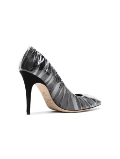 Women Off-White C/O Jimmy Choo Black Anne 100 PVC Wrapped Satin Pumps -Off-White 12575558 12598586 1000