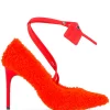 Women Off-White Textured Style Ankle Strap Pumps