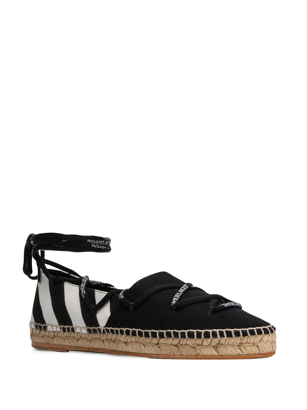 Women Off-White Diagonal Stripe Tie Espadrilles 2 Women Off-White Diagonal Stripe Tie Espadrilles - Image 2