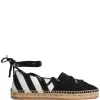 Women Off-White Diagonal Stripe Tie Espadrilles