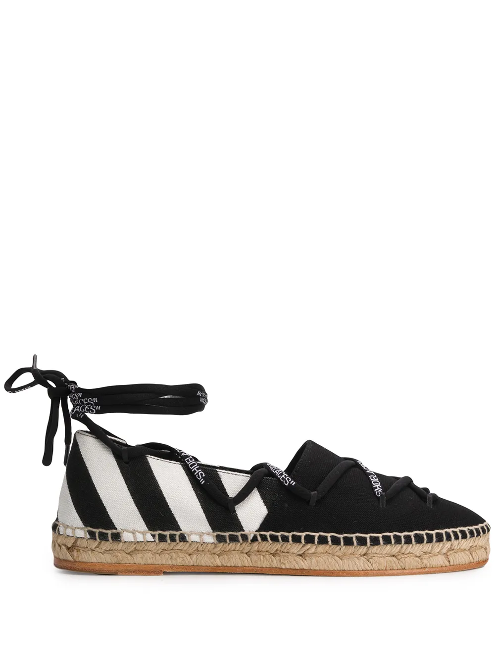 Women Off-White Diagonal Stripe Tie Espadrilles 1 Women Off-White Diagonal Stripe Tie Espadrilles