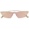 Women Off-White Metal Mask Geometric Frame Sunglasses