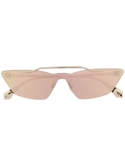 Women Off-White Metal Mask Geometric Frame Sunglasses