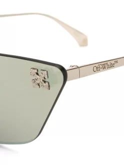 Women Off-White Metal Mask Geometric Frame Sunglasses -Off-White 14756850 26296959 1000