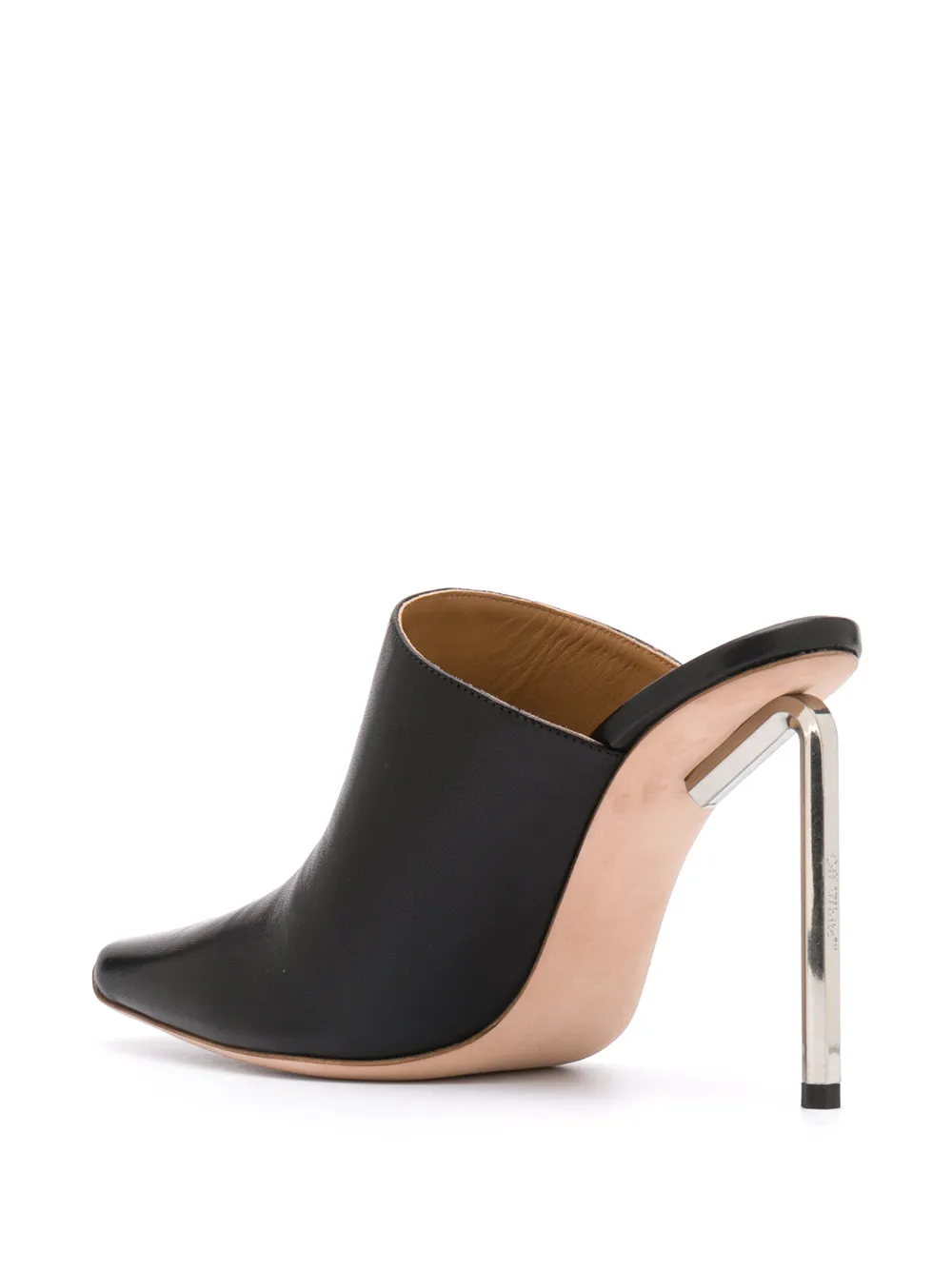 Women Off-White Metallic-heel 110mm Square-toe Mules 3 Women Off-White Metallic-heel 110mm Square-toe Mules - Image 3