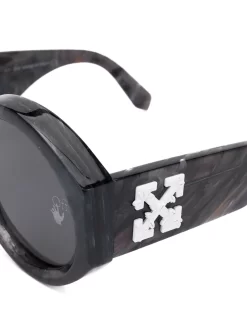 Women Off-White Marbled-effect Round-frame Sunglasses -Off-White 15284439 29261885 1000