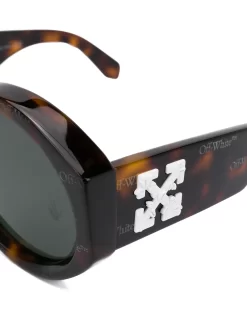 Women Off-White Tortoiseshell-effect Round Frame Sunglasses -Off-White 15284442 29261906 1000