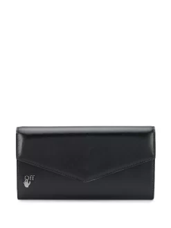 Women Off-White Leather Flap Wallet