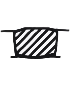 Women Off-White Diagonal Stripe Face Mask