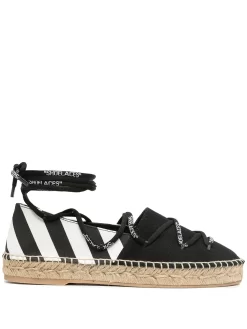 Women Off-White Lace-up Flat Espadrilles
