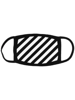 Women Off-White Diag-print Face Mask