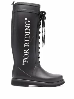 Women Off-White Slogan-print Rubber Boots