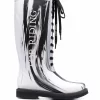 Women Off-White Slogan-print Metallic Rubber Boots