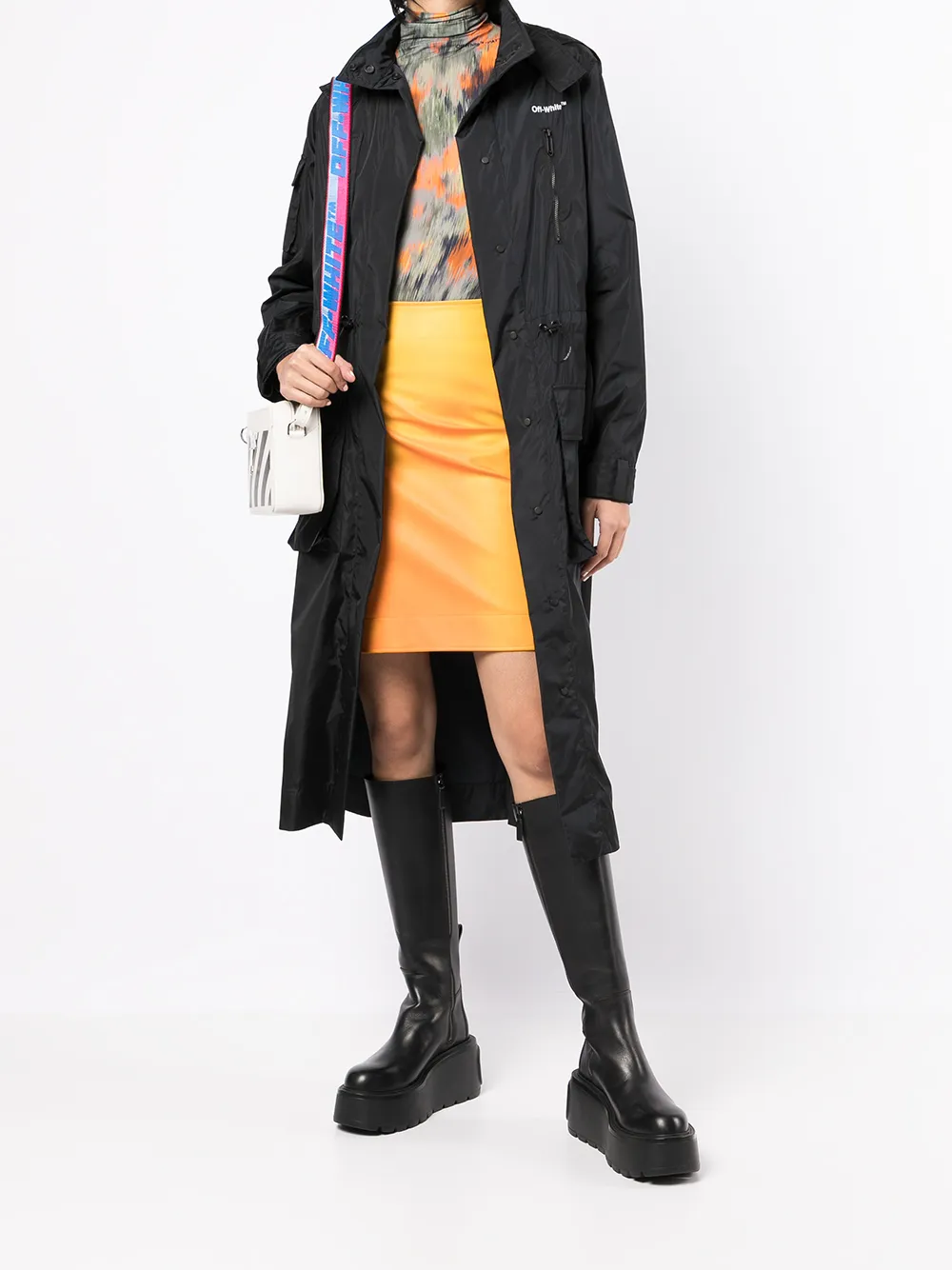 Women Off-White Diag-stripe Hooded Raincoat 2 Women Off-White Diag-stripe Hooded Raincoat - Image 2