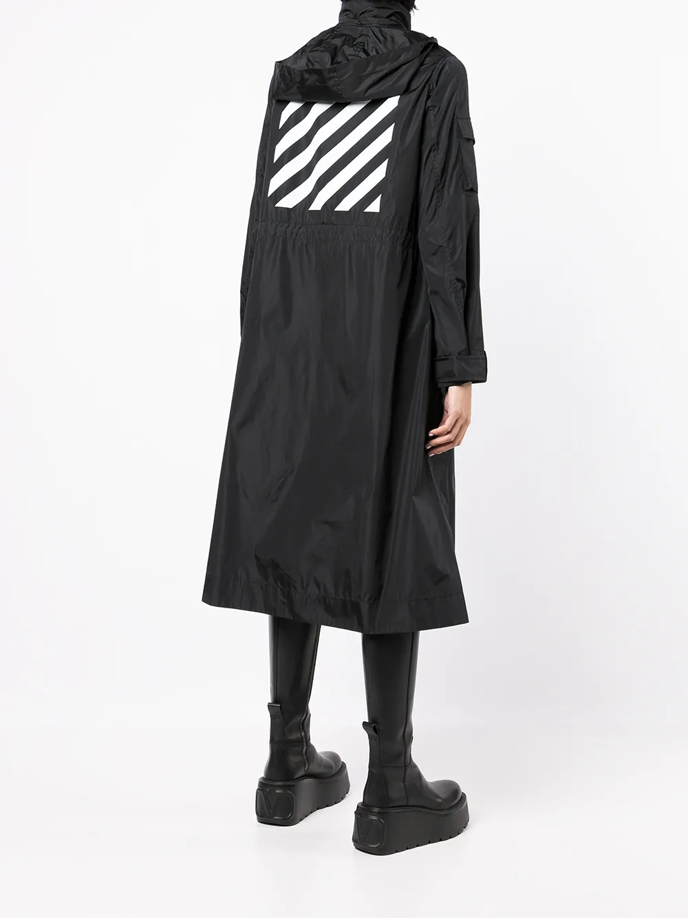 Women Off-White Diag-stripe Hooded Raincoat 4 Women Off-White Diag-stripe Hooded Raincoat - Image 4