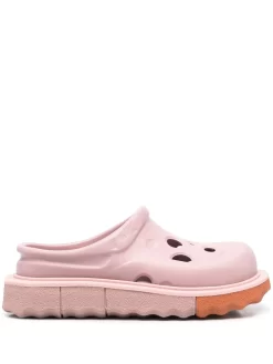 Women Off-White Sponge Perforated Clogs