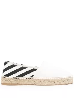 Women Off-White Diag-stripe Cotton Espadrilles