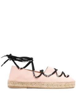 Women Off-White Front Lace-up Espadrilles