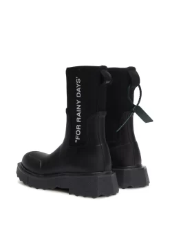 Women Off-White Sponge Logo-print Rain Boots -Off-White 18531727 41351971 1000
