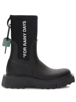 Women Off-White Sponge Logo-print Rain Boots
