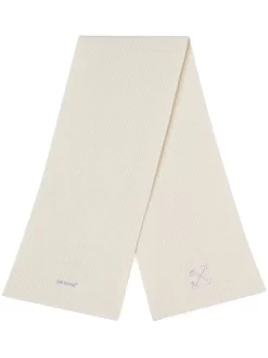 Women Off-White Arrow Ribbed Scarf
