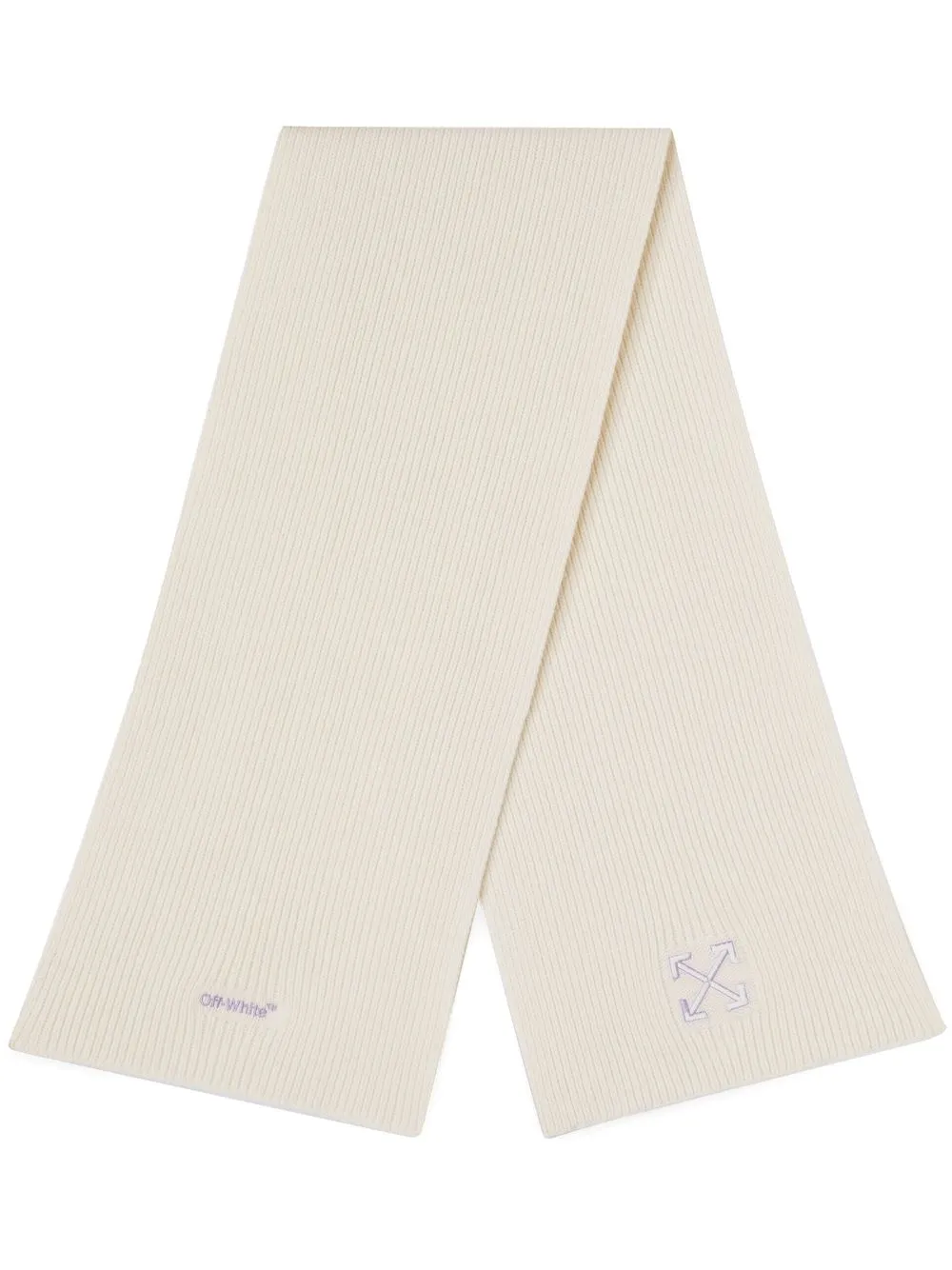 Women Off-White Arrow Ribbed Scarf 1 Women Off-White Arrow Ribbed Scarf