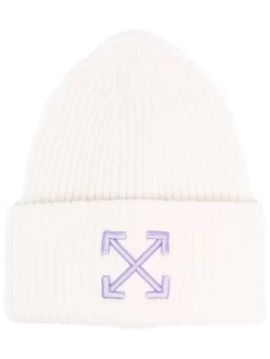 Women Off-White Arrows-motif Ribbed-knit Beanie