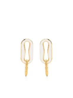 Women Off-White Enamel Drop Earrings