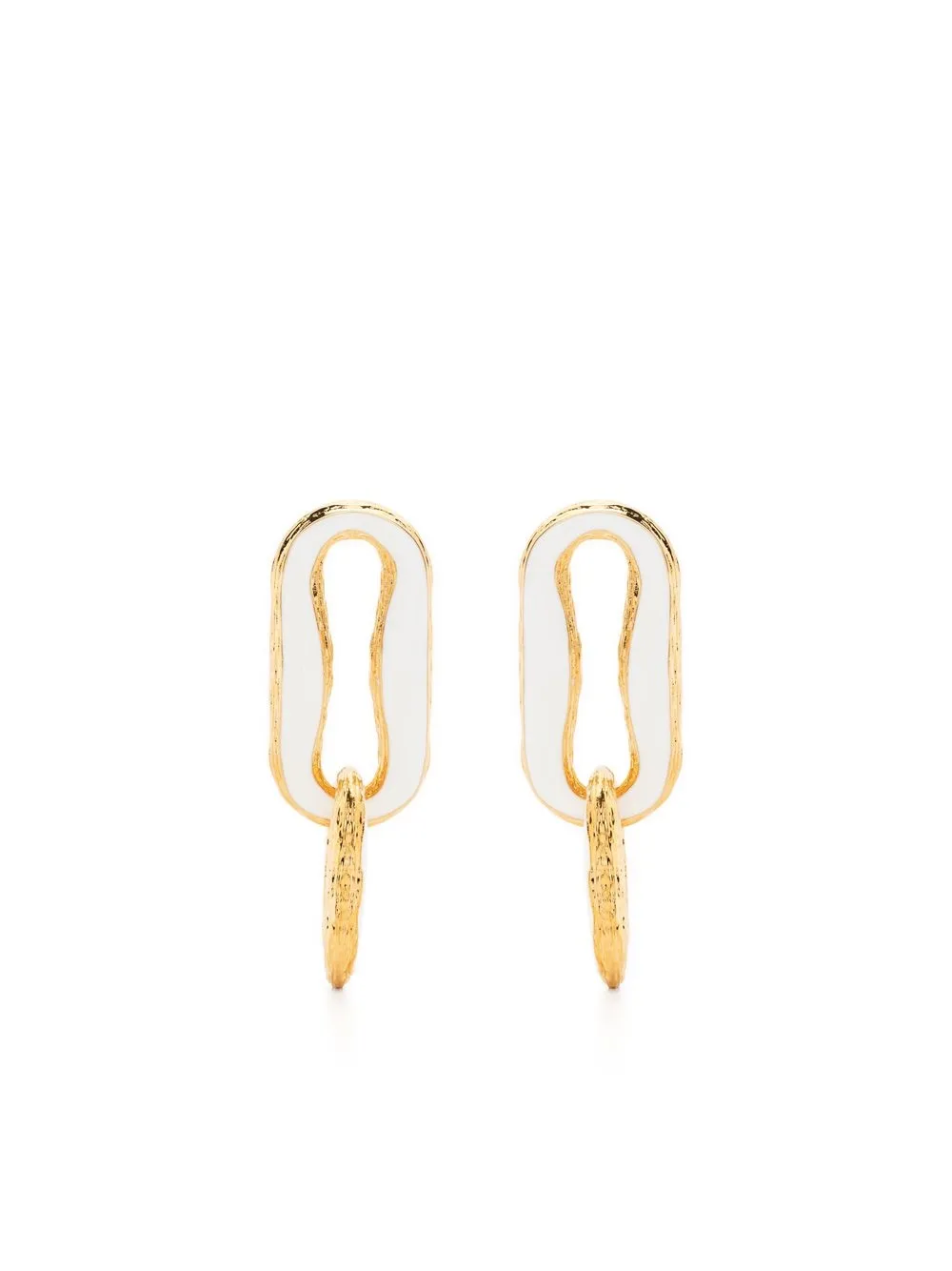 Women Off-White Enamel Drop Earrings 1 Women Off-White Enamel Drop Earrings