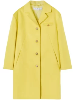 Women Off-White Button-up Midi Coat