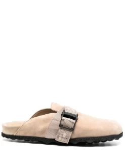 Women Off-White Buckled Round-toe Mules