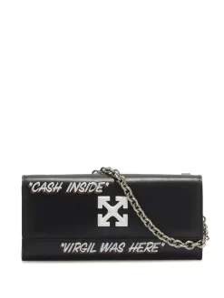 Women Off-White Quote-motif Jitney Chain Wallet