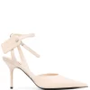 Women Off-White Pointed-toe Heeled Pumps