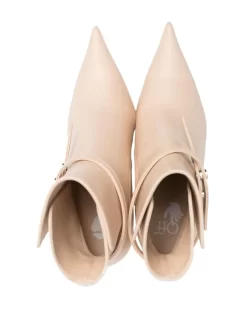 Women Off-White Zip Tie Pointed Leather Boots -Off-White 18533257 41107685 1000