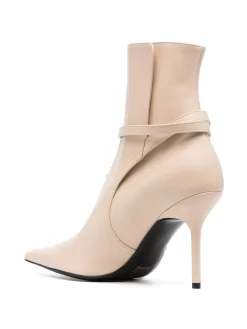 Women Off-White Zip Tie Pointed Leather Boots -Off-White 18533257 41109848 1000