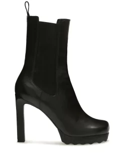 Women Off-White Leather Heeled Boots