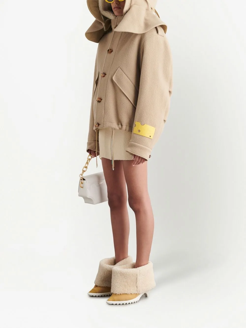 Women Off-White Hooded Short Parka Coat 3 Women Off-White Hooded Short Parka Coat - Image 3