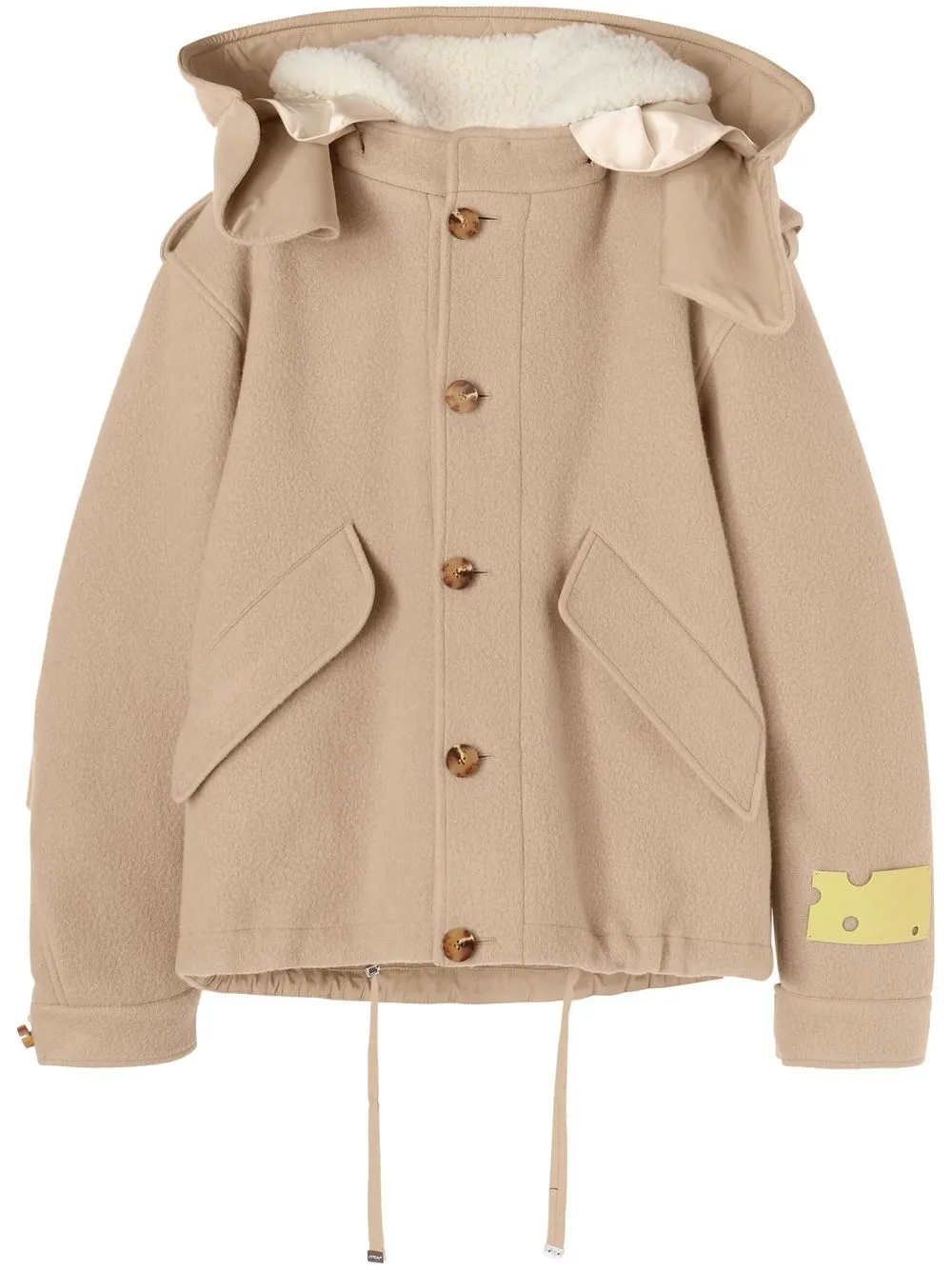 Women Off-White Hooded Short Parka Coat 1 Women Off-White Hooded Short Parka Coat