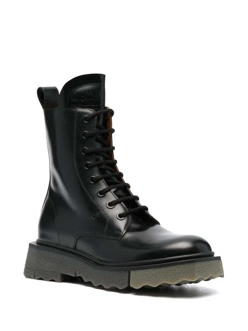 Men Off-White Sponge-sole Leather Combat Boots 2 Men Off-White Sponge-sole Leather Combat Boots - Image 2