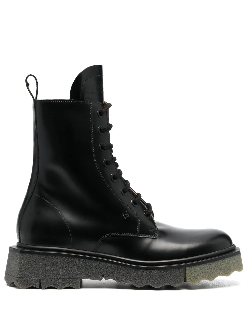 Men Off-White Sponge-sole Leather Combat Boots 1 Men Off-White Sponge-sole Leather Combat Boots