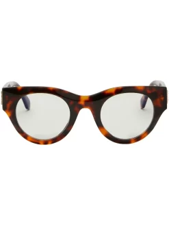 Women Off-White Round-frame Tortoiseshell Glasses