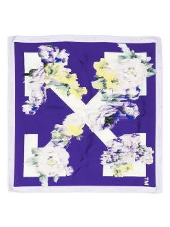 Women Off-White Arrows Floral Silk Scarf