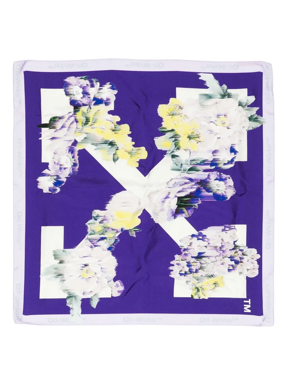 Women Off-White Arrows Floral Silk Scarf 1 Women Off-White Arrows Floral Silk Scarf
