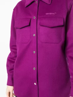 Women Off-White Logo-embroidered Shirt Jacket 9 Women Off-White Logo-embroidered Shirt Jacket -Off-White 18606229 41219328 1000
