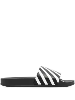 Men Off-White Diag-stripe Print Slides
