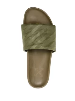 Men Off-White Diag-stripe Contrast-sole Slides -Off-White 18693659 40880212 1000