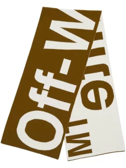 Women Off-White Intarsia-knit Logo Scarf
