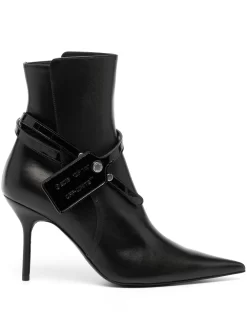 Women Off-White Zip Tie Stiletto Boots